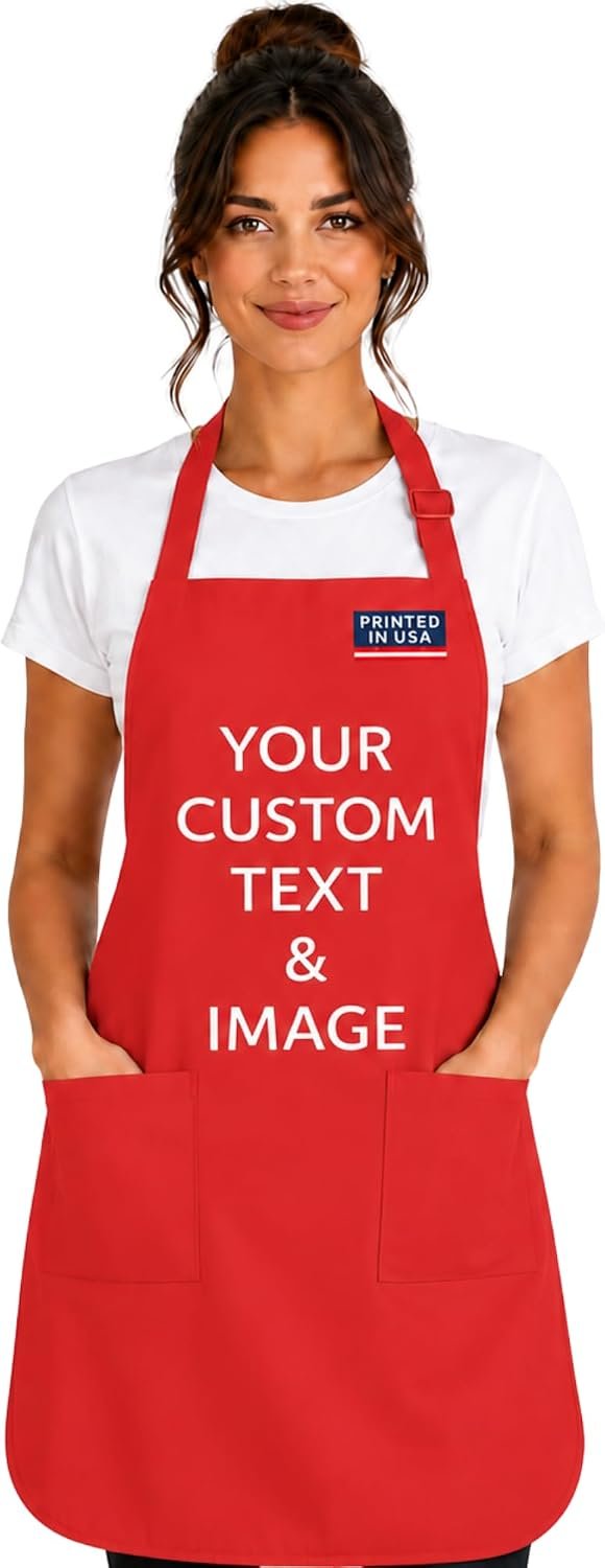 Custom Aprons for Women with Pockets & Men Personalized Chef Cooking Apron - Image 8