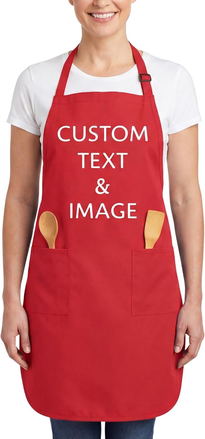 Custom Aprons for Women with Pockets & Men Personalized Chef Cooking Apron - Image 9