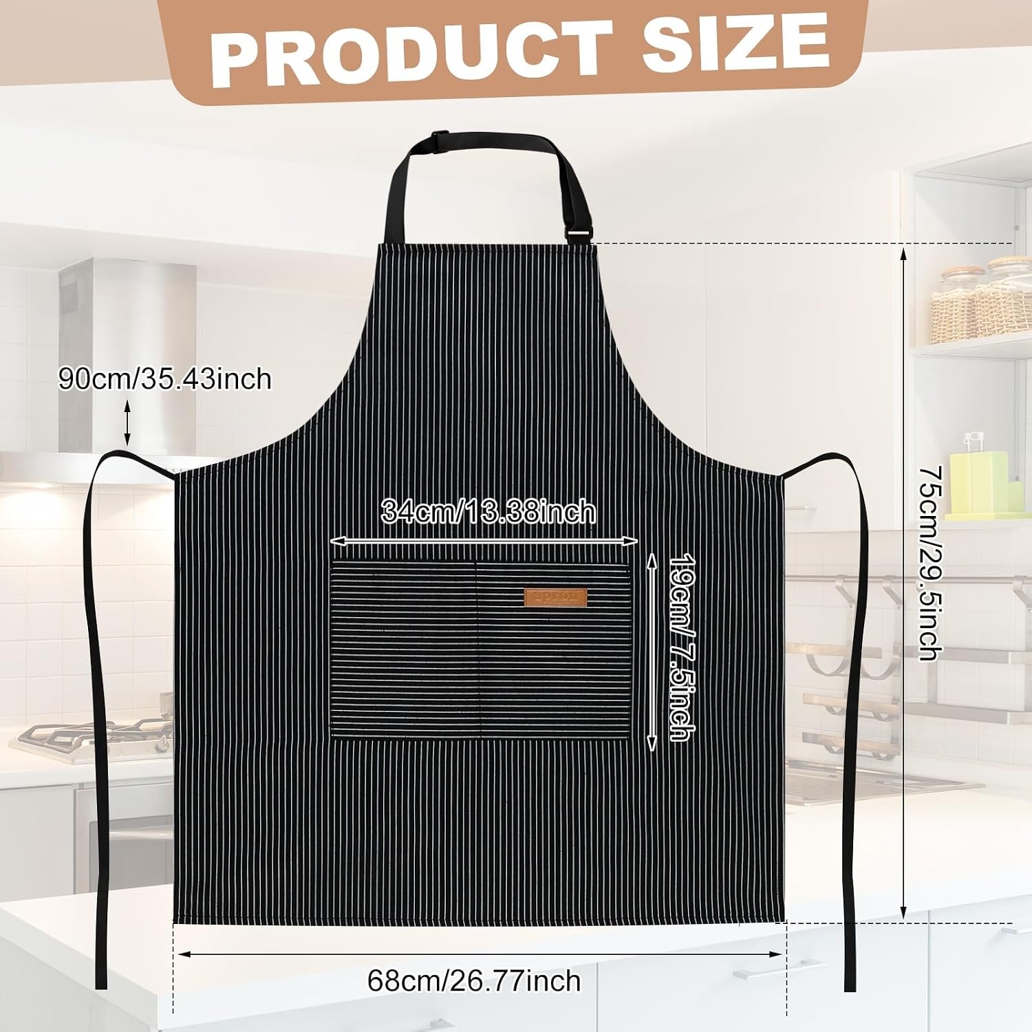 2 Pack Kitchen Cooking Aprons, Adjustable Bib Chef Apron with 2 Pockets for Women Men, for Cooking, Cleaning - Image 2