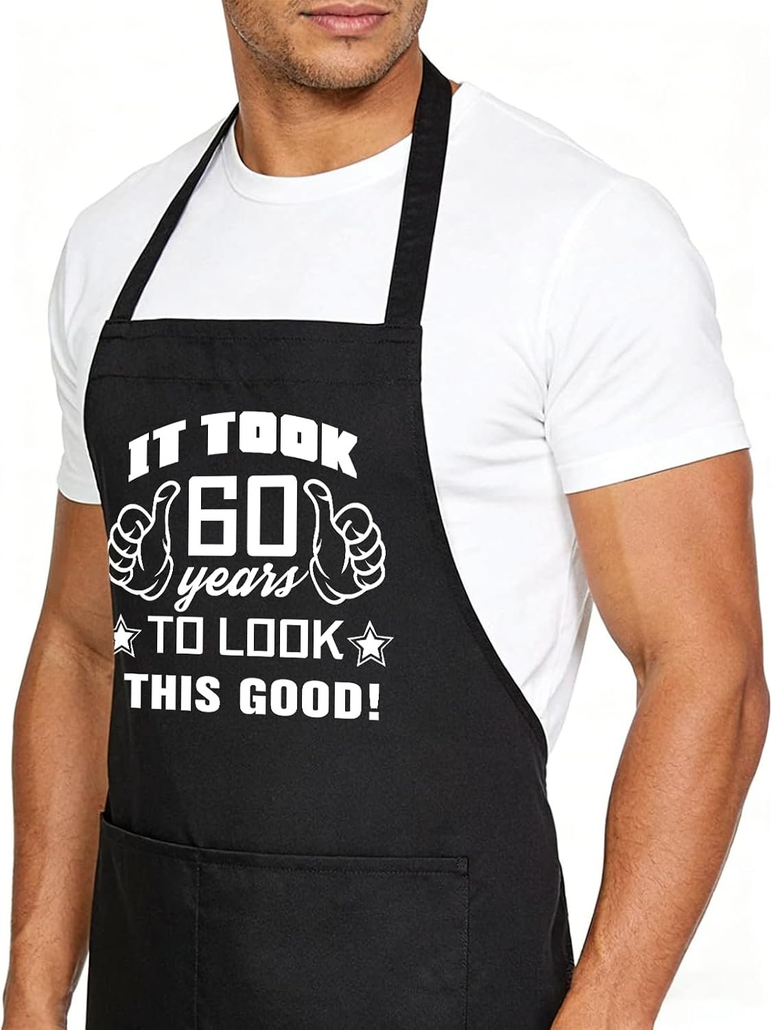 30th 50th 60th 70th Birthday Gifts for Men, Apron Gifts for Husband Wife Friends, Kitchen Chef Aprons with 2 Pockets - Image 2
