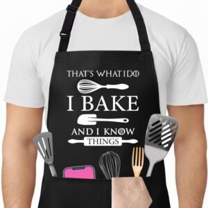 Baking Apron for Men, I Bake and I Know Things, Kitchen Bib, Washable