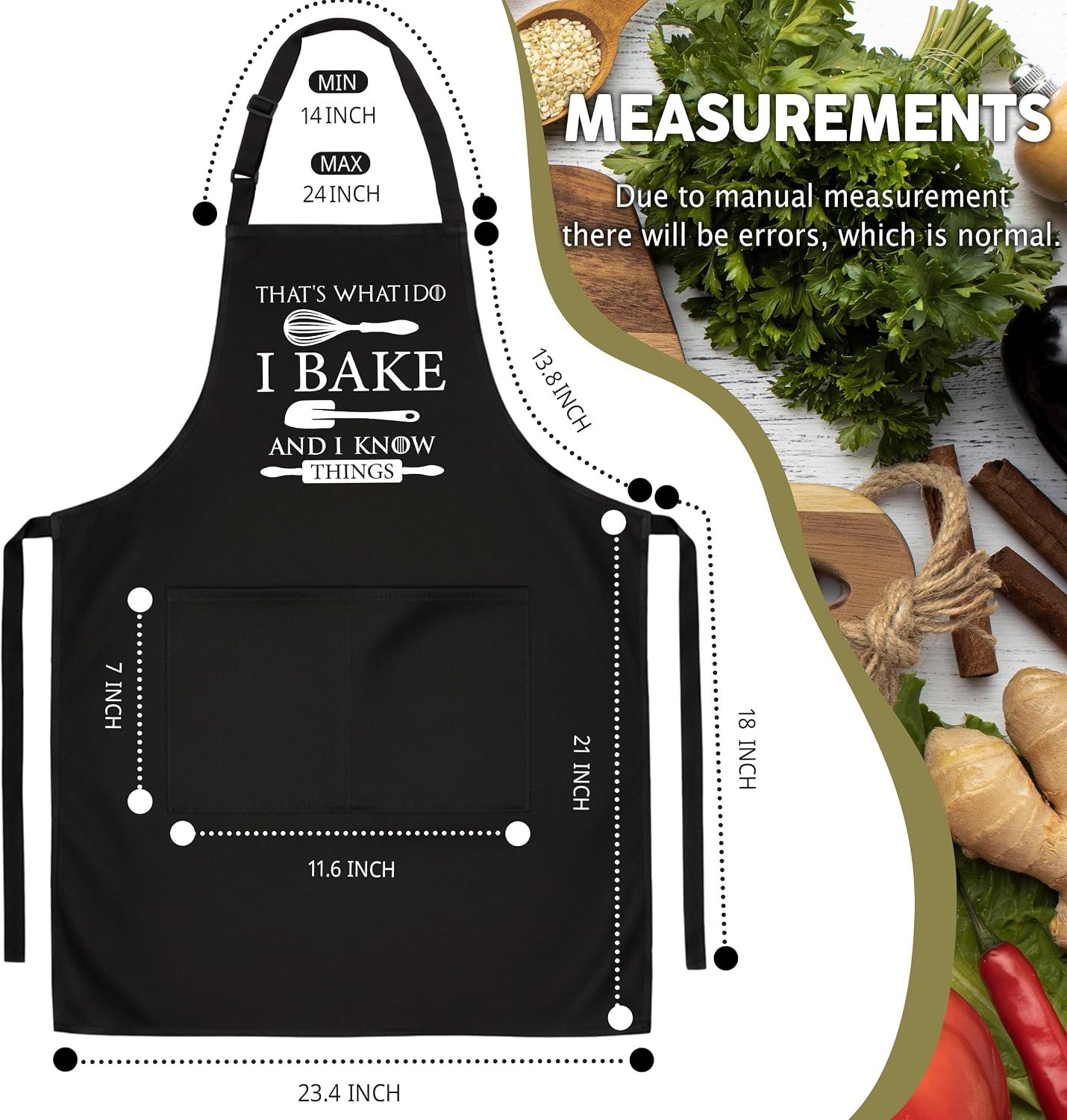 Baking Apron for Men, I Bake and I Know Things, Kitchen Bib, Washable - Image 2