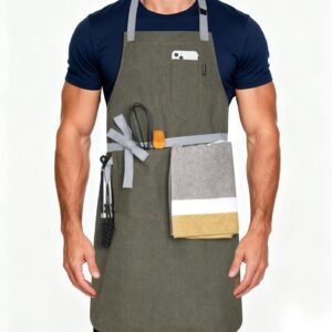 Chef Apron w/Pockets, Adjustable Strap for Cooking & Gardening