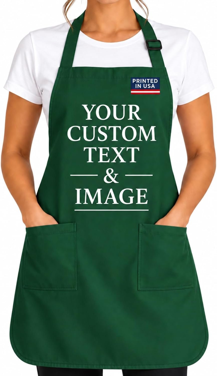 Custom Aprons for Women with Pockets & Men Personalized Chef Cooking Apron