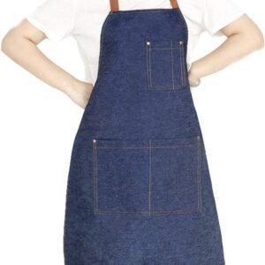 Denim Apron with Adjustable Unisex Multi-Pockets for Kitchen, Craft
