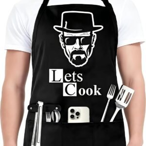 Funny Aprons for Men - Let’s Cook - Grilling Cooking Apron with 3 Pockets