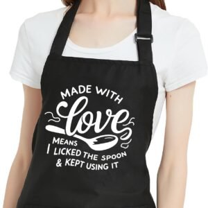 Funny Aprons for Women with 2 Pockets, Adjustable Kitchen Apron for Cooking Baking, Baker Gifts for Wife Mom Birthday