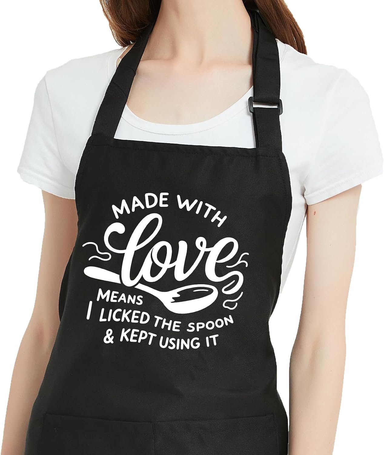 Funny Aprons for Women with 2 Pockets, Adjustable Kitchen Apron for Cooking Baking, Baker Gifts for Wife Mom Birthday