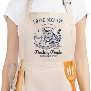 Funny Baking Apron for Women - Cute Cooking Aprons for Adults with 2 Pockets, Baking Supplies & Essentials for Home Bakers, Kitchen Apron Gifts for Mother's Day Birthday Christmas