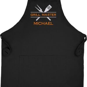 Grill Master Custom Apron With Pockets | Embroidered BBQ Apron For Men