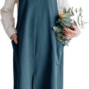 HANEE Cotton Aprons for Women and Men | Cross-Back Apron with Pockets