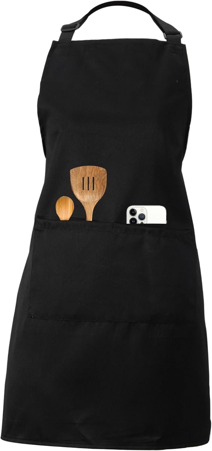 Kitchen Bib Chef Apron for Women Men with Pockets