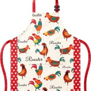 Kitchen Cooking Apron with Pockets for Men & Women, Adjustable Unisex Adult Aprons, Funny Cute Apron Gift Ideal for Baking, BBQ, Grilling, Practical Kitchen Aprons for Cooking