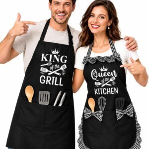 Matching Apron Couple Gifts - His and Hers Apron Gifts for Couple Anniversary Engagement Wedding Bridal Housewarming