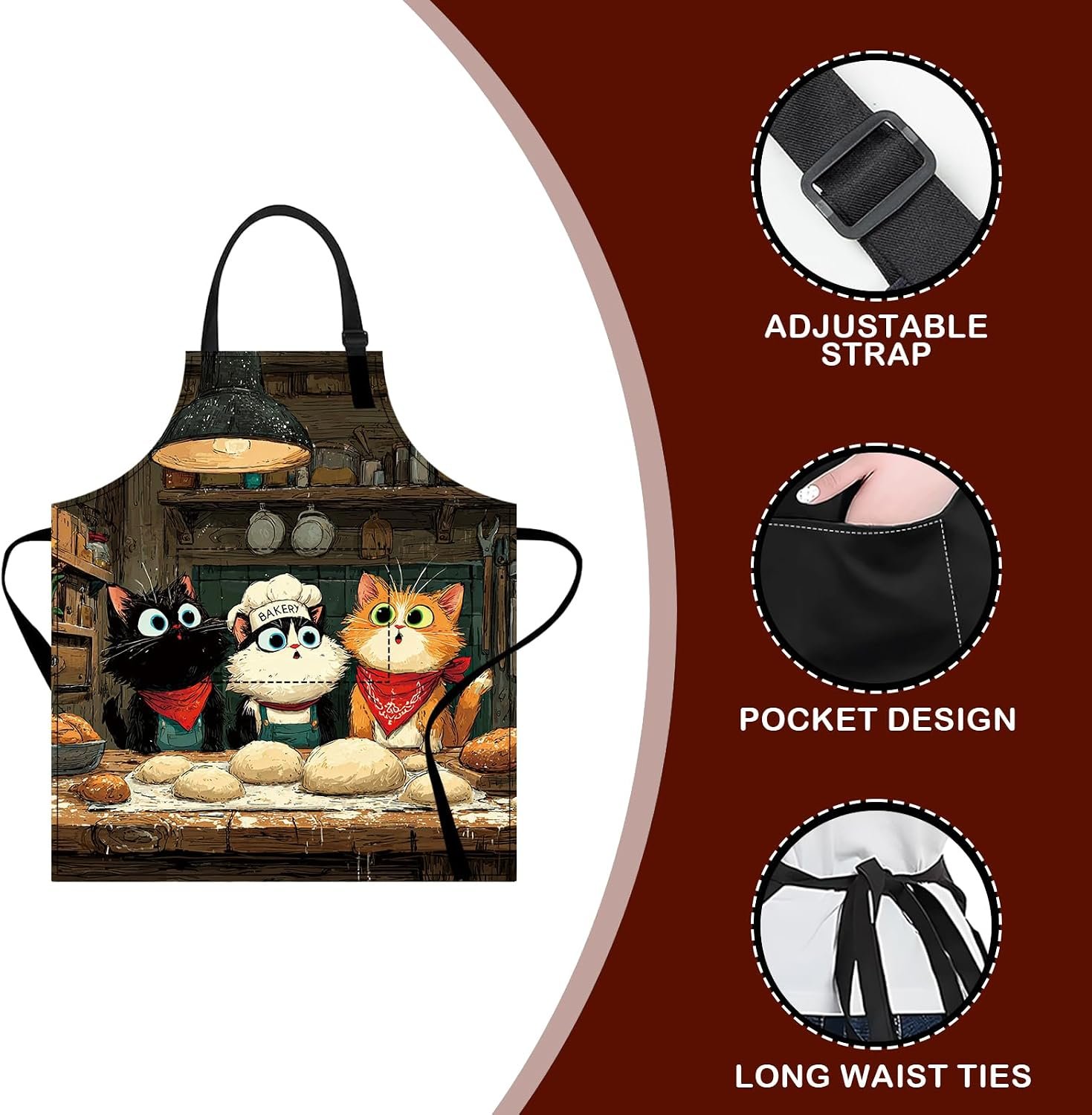 Nuxovilar Cute Cooking Kitchen Apron,26.77 * 30.7 Inches, Essential for Kitchen Cooking, Baking, Festive Gatherings - Image 2