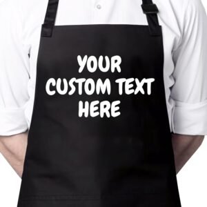 Personalized Apron for Men and Women, Chefs, Custom Name Text, Personalized Baking Gifts for Christmas, Cooking, Waterproof Apron with 2 Pockets, Great for Baking, Grilling, Gardening, Art Projects