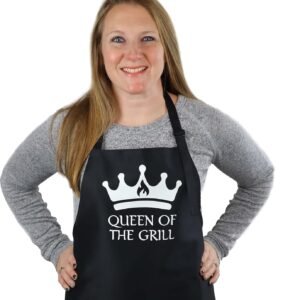 Queen of the Grill Apron, Funny Apron for Women, BBQ Grill Apron, Funny Chef Apron for Women Black