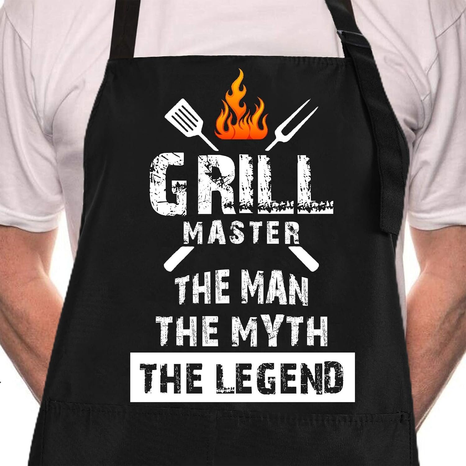 Rosoz Funny BBQ Chef Aprons for Men, Grill Master, Kitchen Cooking Aprons