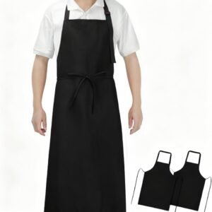 SHEOMERN The Organizer Apron, 4-Pocket Design, 3 Pack, Unisex Black Kitchen Work Apron for Men and Women