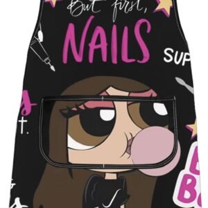 WCGXKO Nail Tech Kitchen Apron Nail Polish Themed Gift Funny Nail Artist Gift Nail Technician Gift