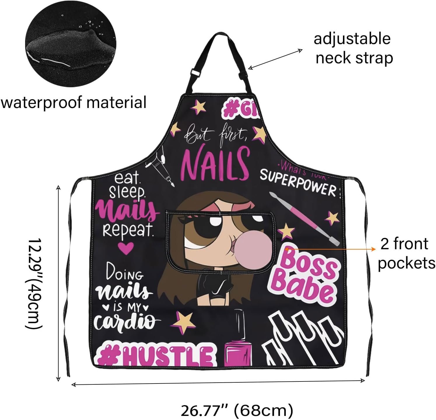 WCGXKO Nail Tech Kitchen Apron Nail Polish Themed Gift Funny Nail Artist Gift Nail Technician Gift - Image 2