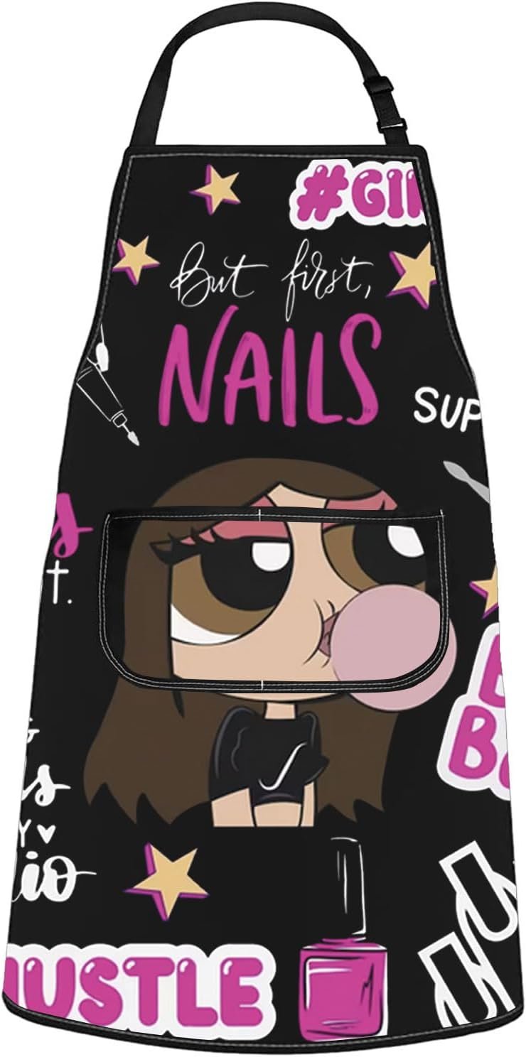 WCGXKO Nail Tech Kitchen Apron Nail Polish Themed Gift Funny Nail Artist Gift Nail Technician Gift